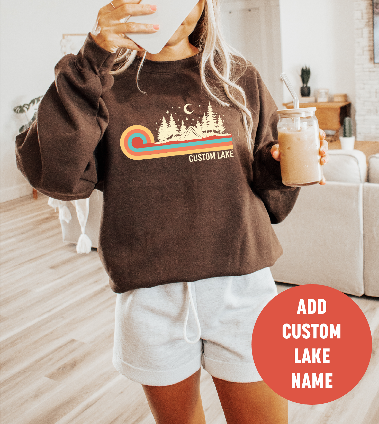 Retro 70s Camping Unisex Crewneck Sweatshirt | Lake Apparel