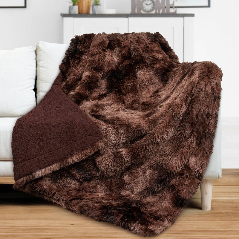 Faux Fur Sherpa Throw Blanket