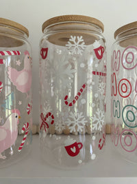 Candy Cane Hot Cocoa Snowflake 16oz Libbey Can Glass Cup