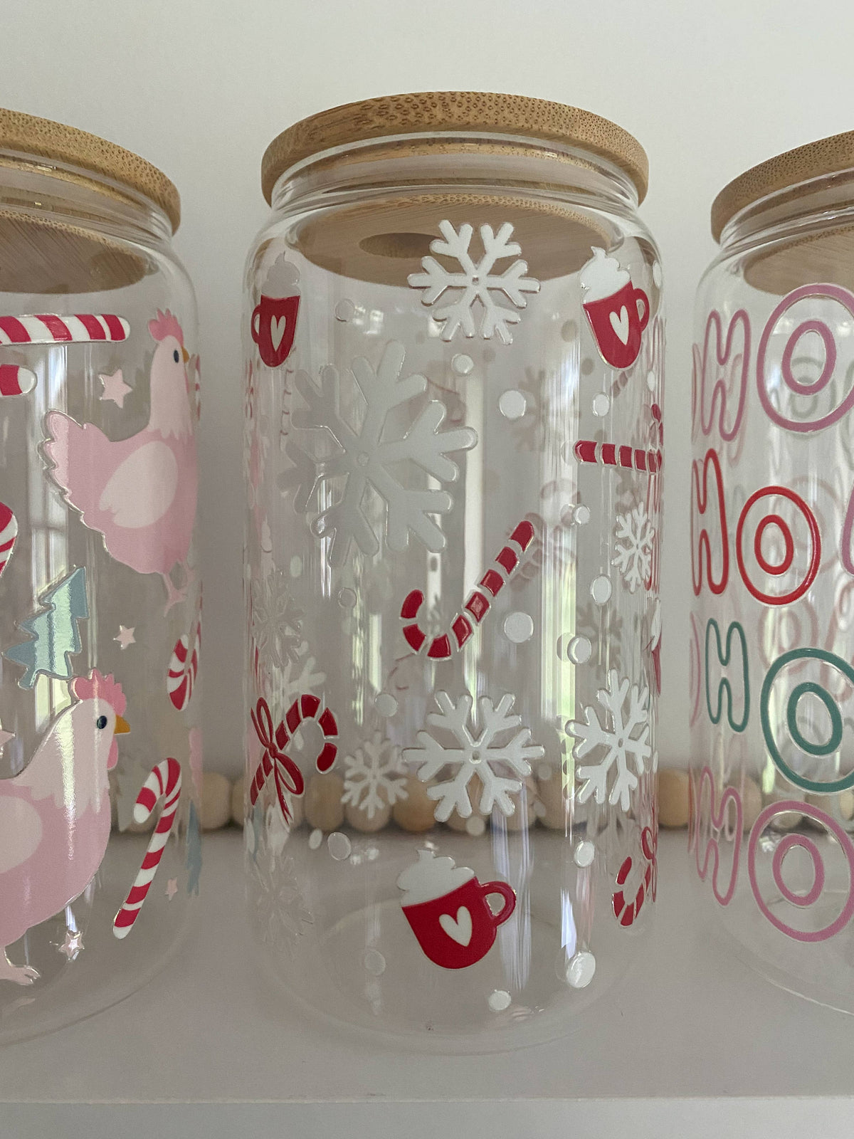 Candy Cane Hot Cocoa Snowflake 16oz Libbey Can Glass Cup