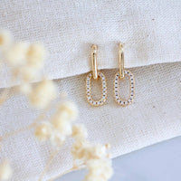CZ Oval Dangle Earrings