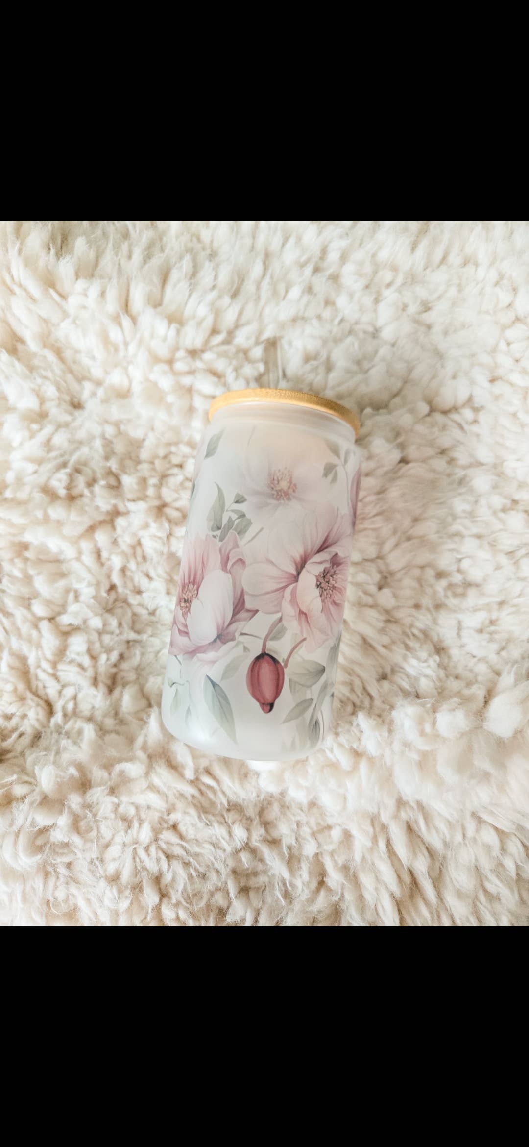 Soft Pink Floral Glassware | 16oz Glass