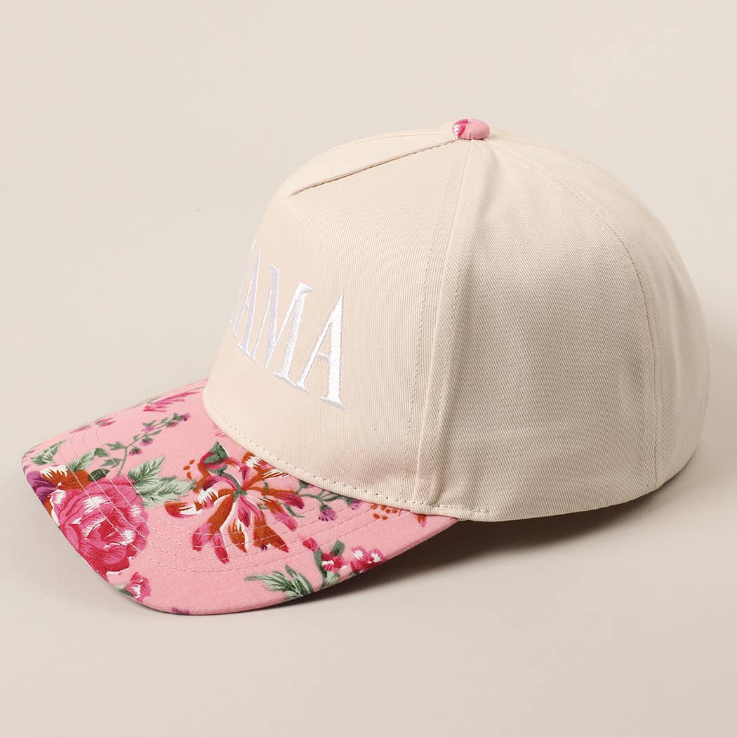 MAMA Letter Embroidery Floral Two-Tone Trucker Hat