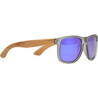 Square Bamboo Wood Sunglasses with Blue Polarized Lenses