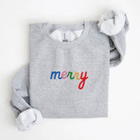 EMBROIDERED Holiday Sweater Christmas Sweatshirt MERRY
