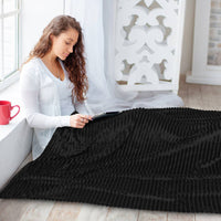 Ribbed Fleece Throw Blanket