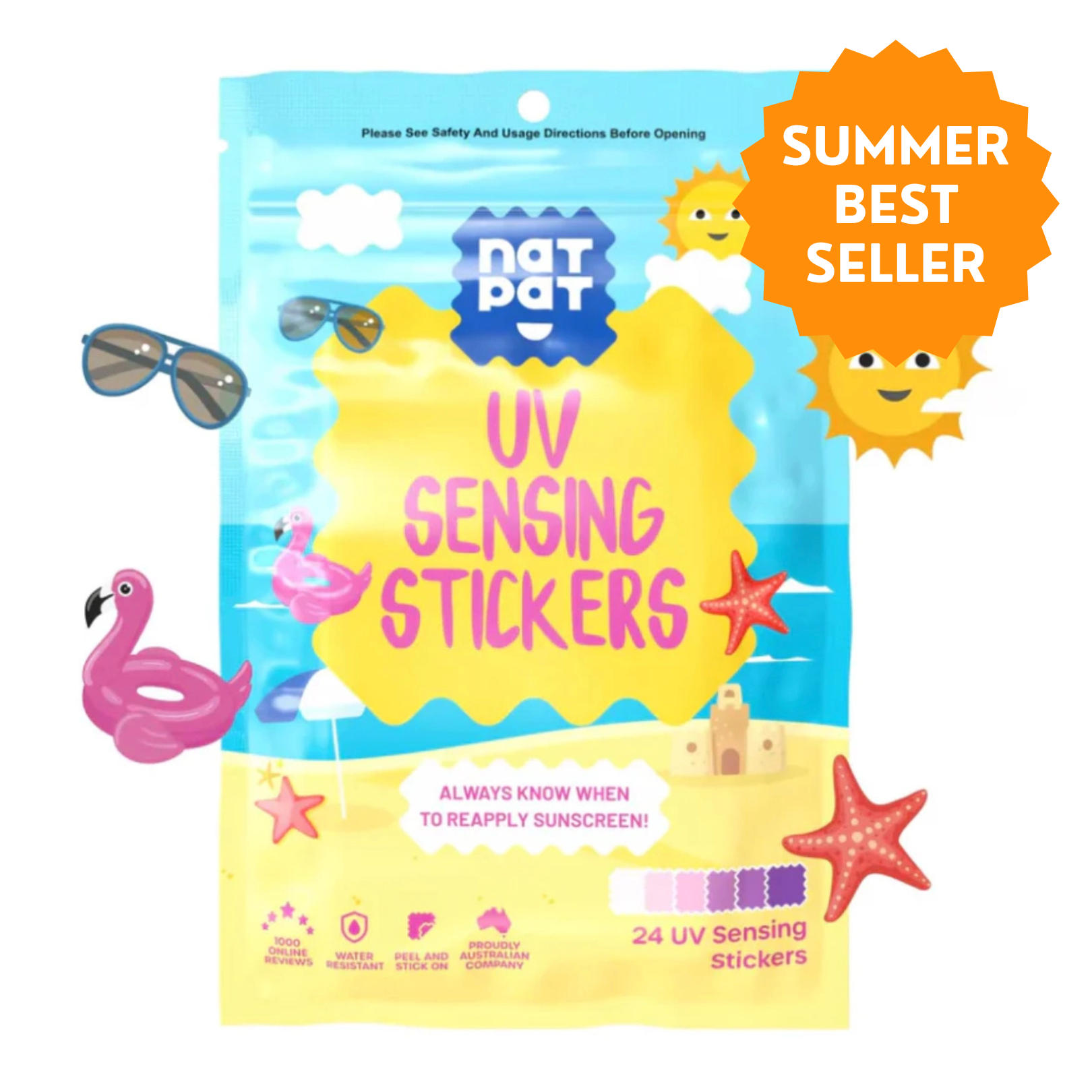 NATPAT UV Stickers: Sunscreen Reminder, Natural Patch