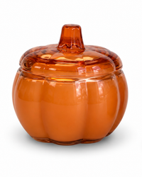 ORANGE Glass Pumpkin 2 Wick Soy Candle | Pumpkin Spice Cake