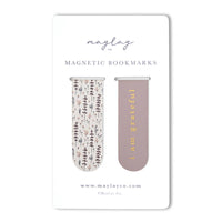 Lavender Floral "I Am Grateful" Magnetic Gold Foil Bookmarks (Set of 2)