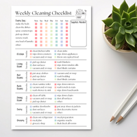Weekly Cleaning Checklist: 50-Page Notepad
