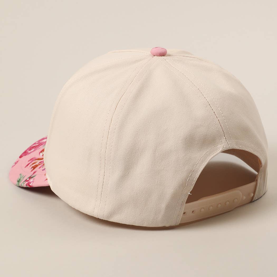 MAMA Letter Embroidery Floral Two-Tone Trucker Hat