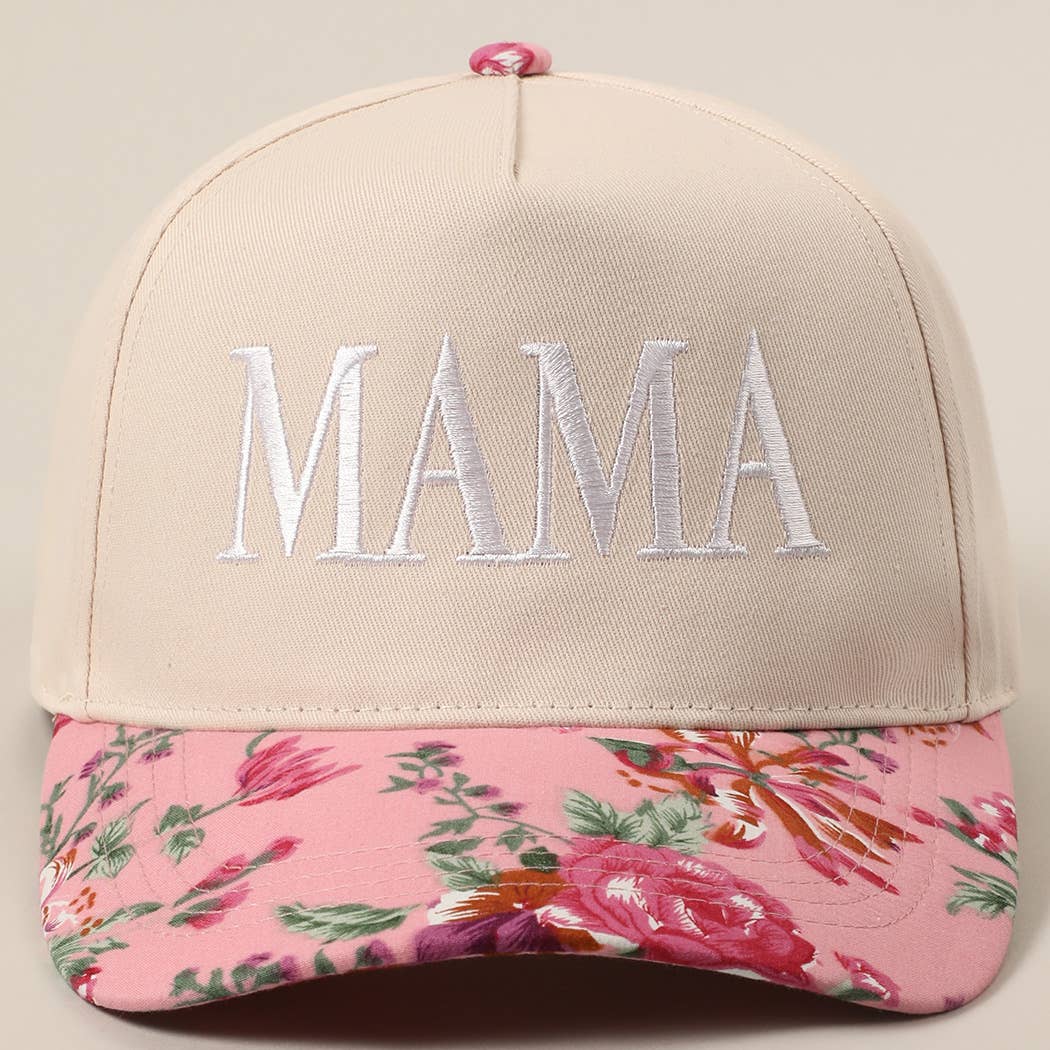 MAMA Letter Embroidery Floral Two-Tone Trucker Hat