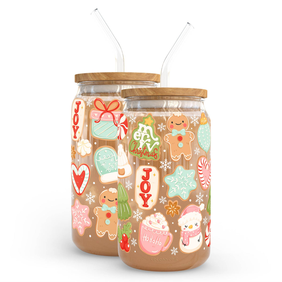 Gingerbread and Candy Christmas 16oz Libbey Can Glass Cup