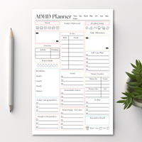 ADHD Daily Productivity Planner: 50 Page Tear-Off Notepad