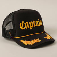 CAPTAIN Lettering Logo Foam Mesh Back Trucker Hat