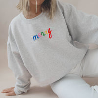 EMBROIDERED Holiday Sweater Christmas Sweatshirt MERRY