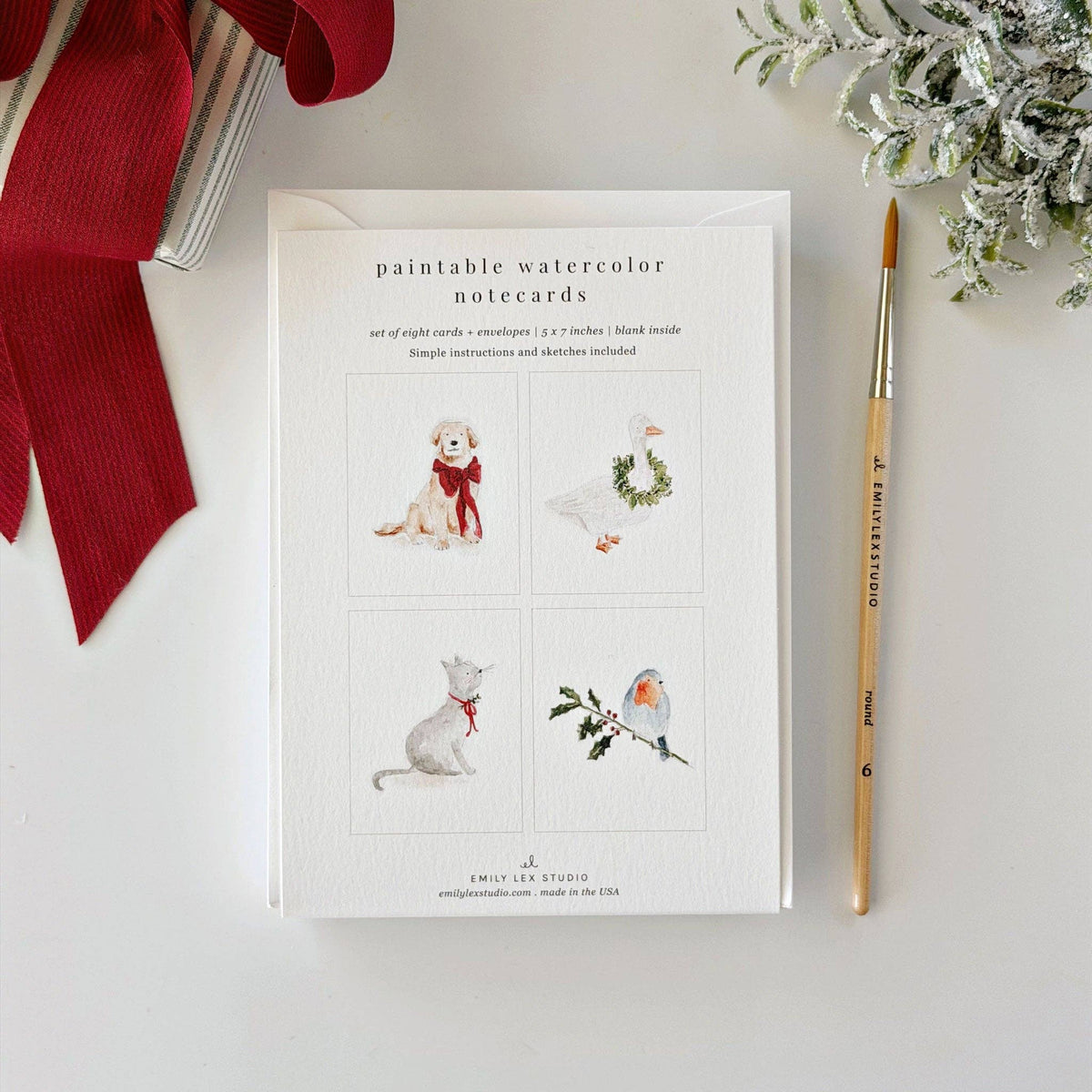 Festive friends paintable notecard