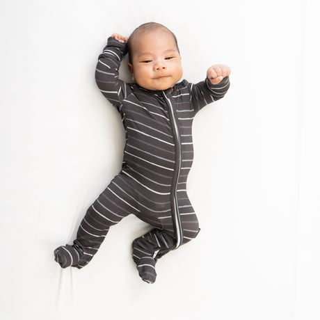 Footed Zipper Sleeper - Charcoal Stripes