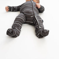 Footed Zipper Sleeper - Charcoal Stripes
