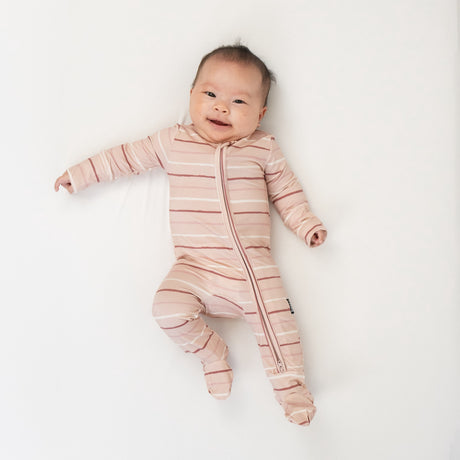 Footed Zipper Sleeper - Pink Stripes
