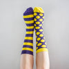 Women's Socks | Stripe & Dot | Purple & Yellow | Mismatched
