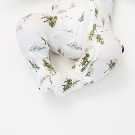 Ribbed Bamboo Footed Zipper Sleeper - Misty Forest