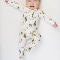 Ribbed Bamboo Footed Zipper Sleeper - Misty Forest