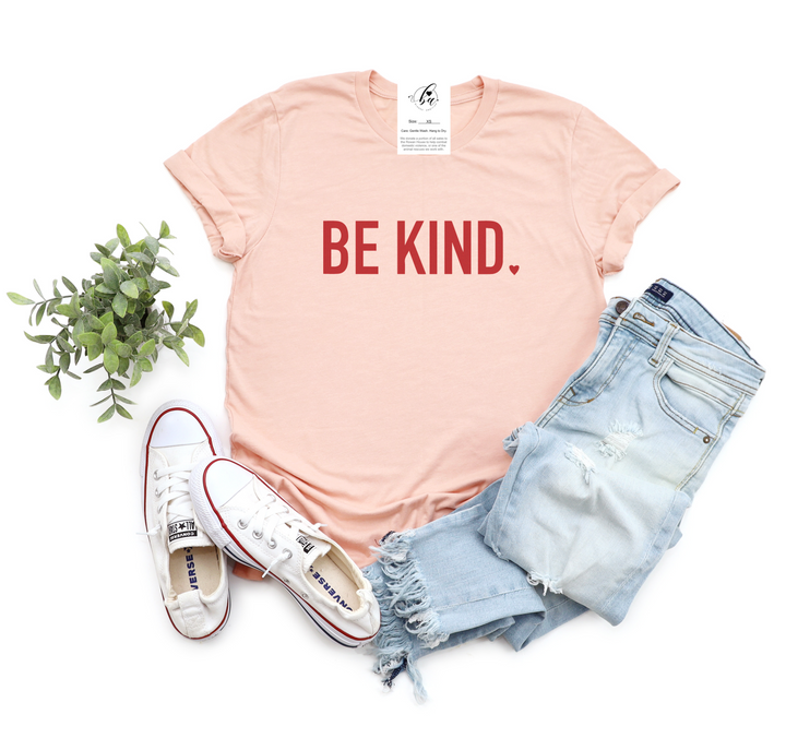 Tee - Be Kind {Bold} - Light Pink & Metallic Red