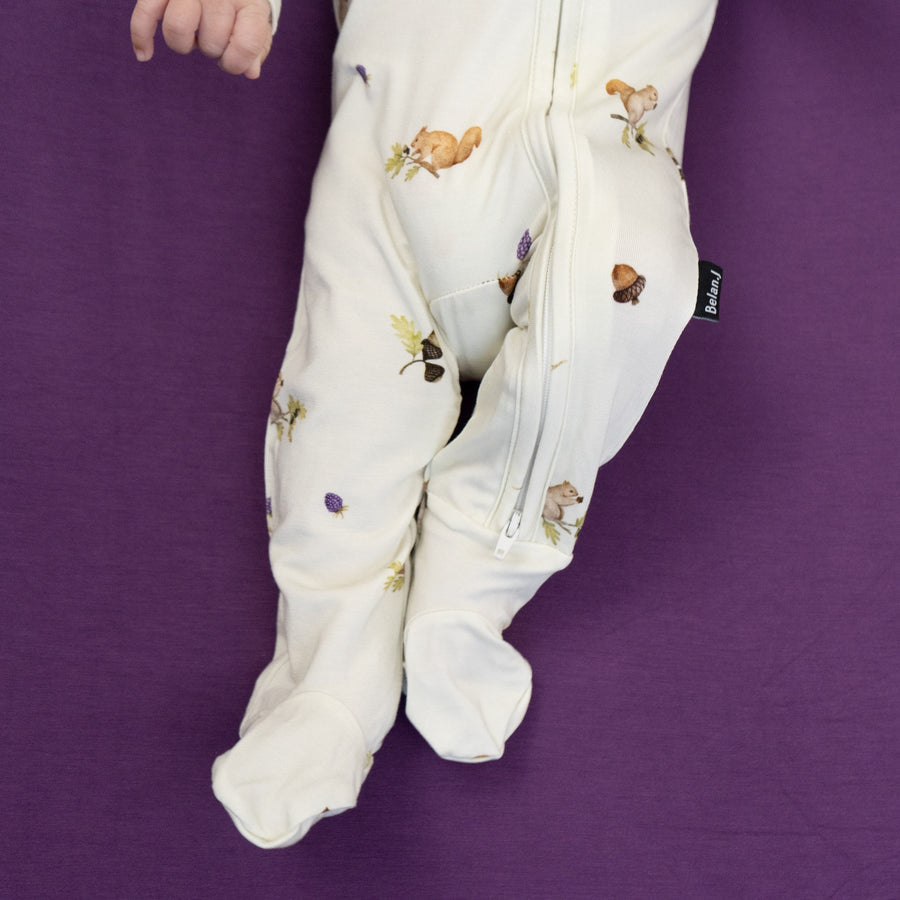Footed Zipper Sleeper - Squirrels