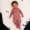 Footed Zipper Sleeper - Bats - Ash Rose