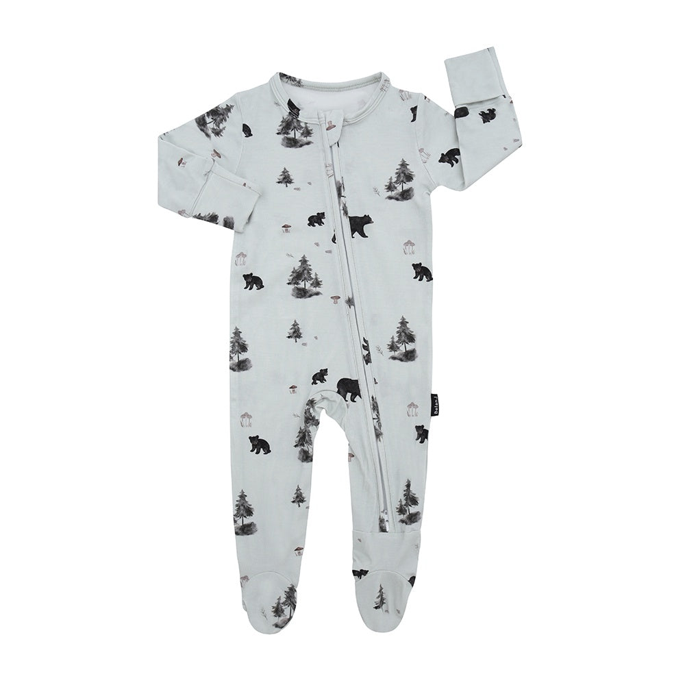 Footed Zipper Sleeper - Black Bears