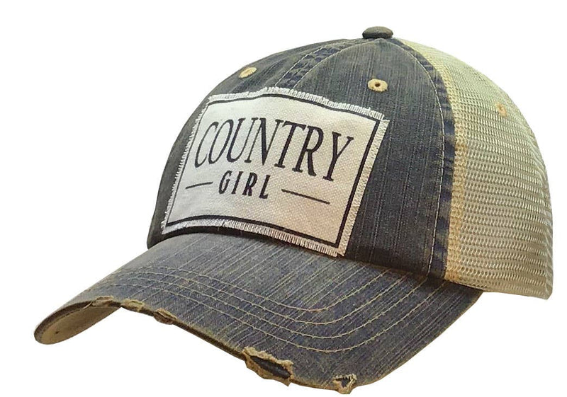 Country Girl Distressed Trucker Hat Baseball Cap