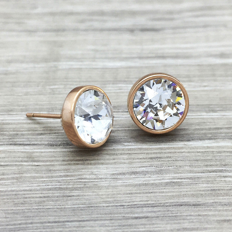 Luxe Swarovski Crystal Stud Earring - Rose Gold