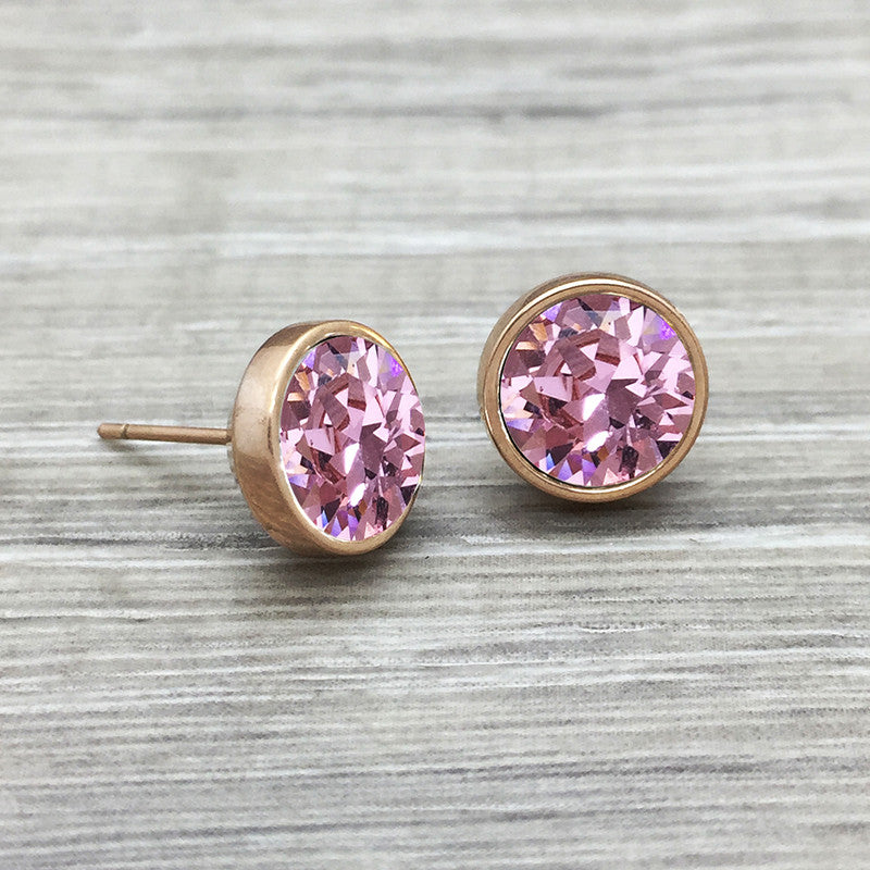 Luxe Swarovski Crystal Stud Earring - Rose Gold