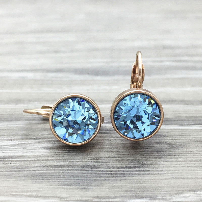 Luxe Swarovski Crystal Frenchback Earring - Rose Gold