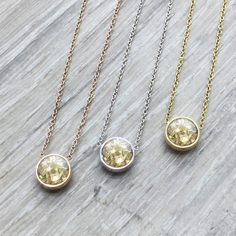 Luxe Swarovski Crystal Necklace - Rose Gold