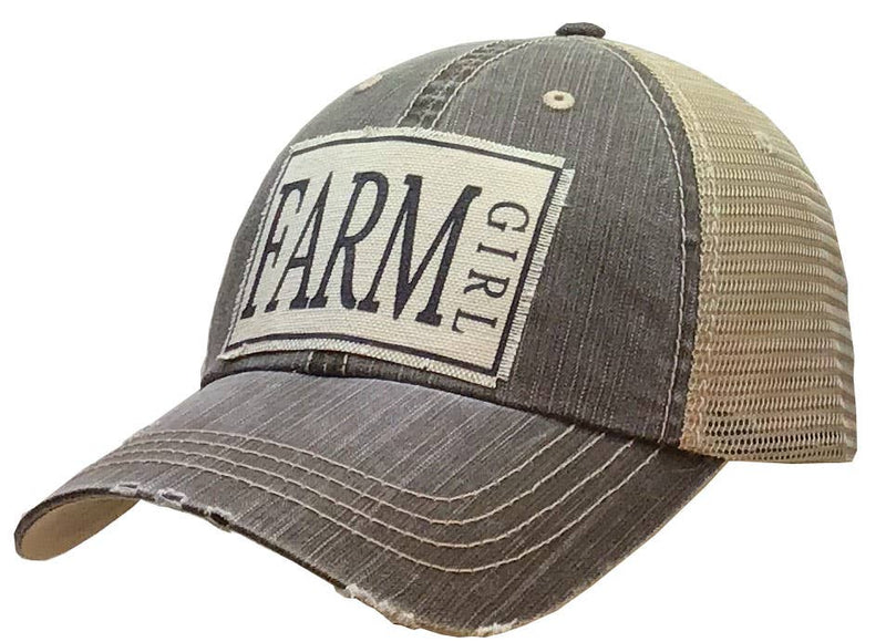 Farm Girl Distressed Trucker Hat Baseball Cap