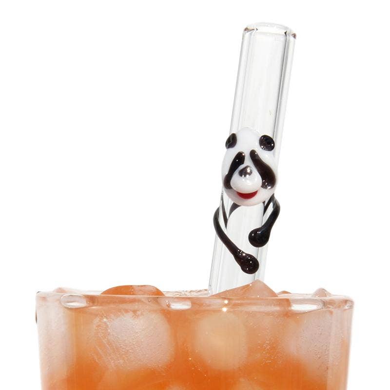 Panda Reusable Glass Drinking Straws