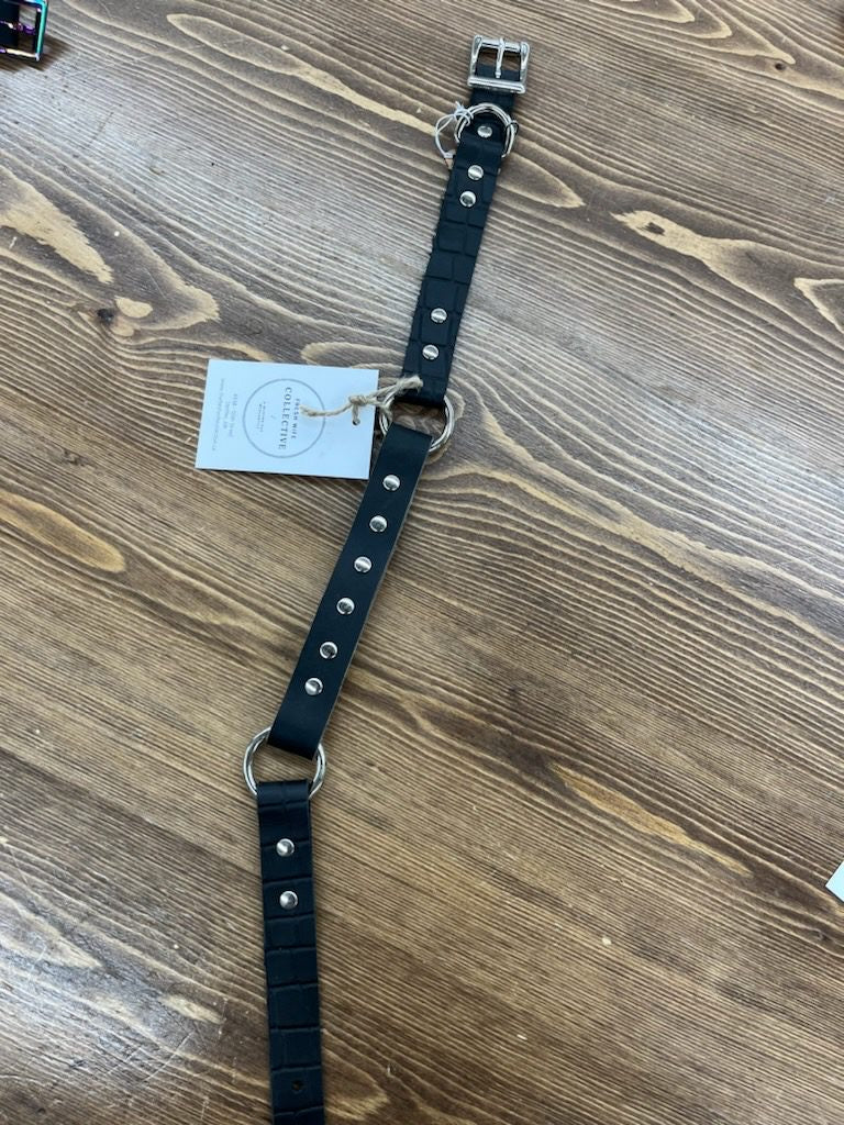 Black Silver Studded Dog Collar - 18" - 3/4"
