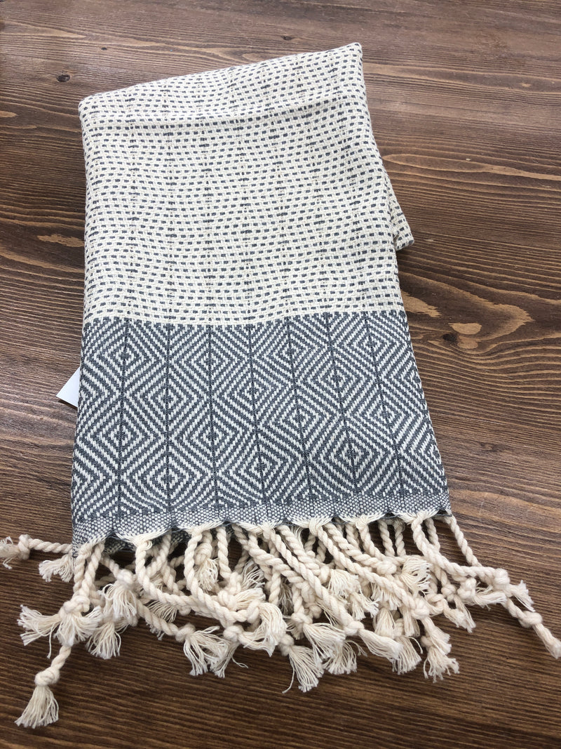 Hand Towel - Lined Diamond - Slate
