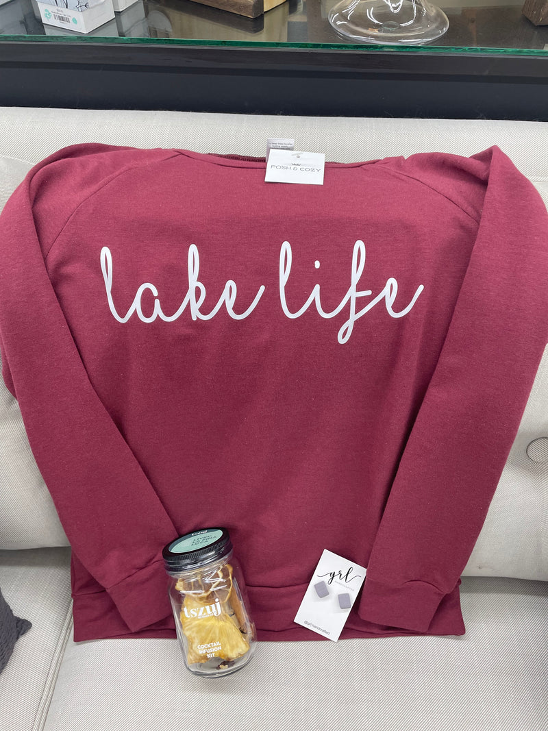 Crewneck - Lake Life - Crimson