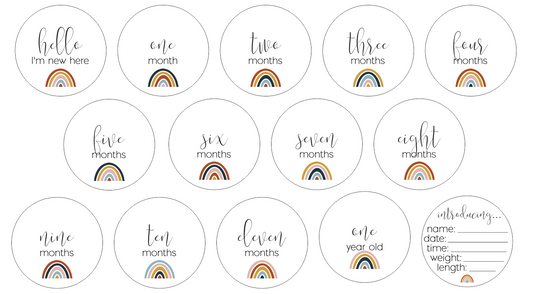 Newborn Milestone Set - Boho Rainbows
