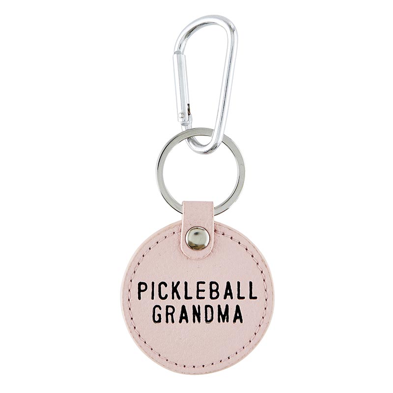 Round Leather Key Chain - Pickleball Grandma