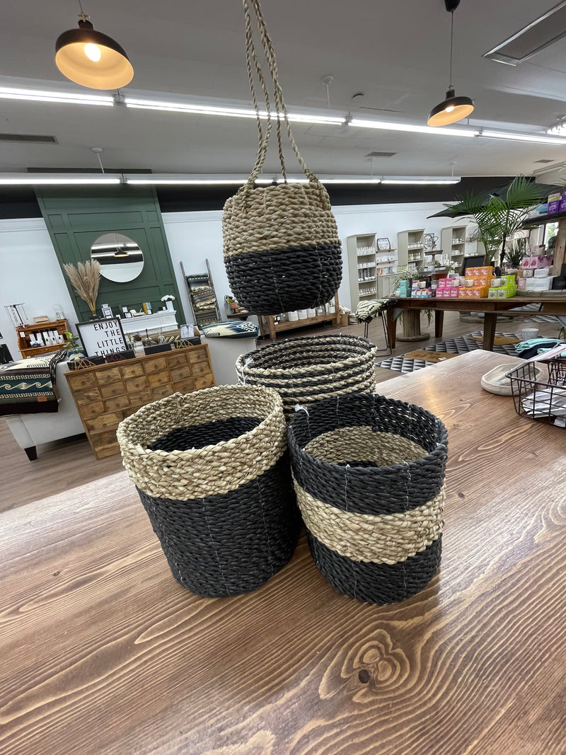 Plant Basket - Set of 3 - Black/Natural