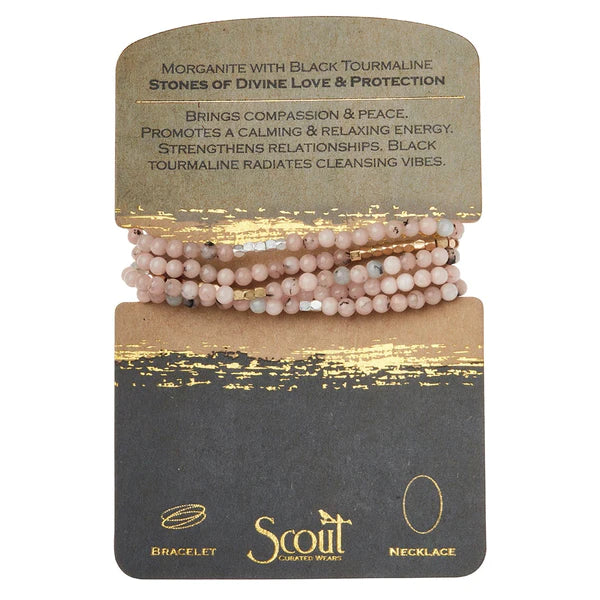 Stone Wrap - Morganite/Black Tourmaline/Gold+Silver - Stones of Divine Love & Protection