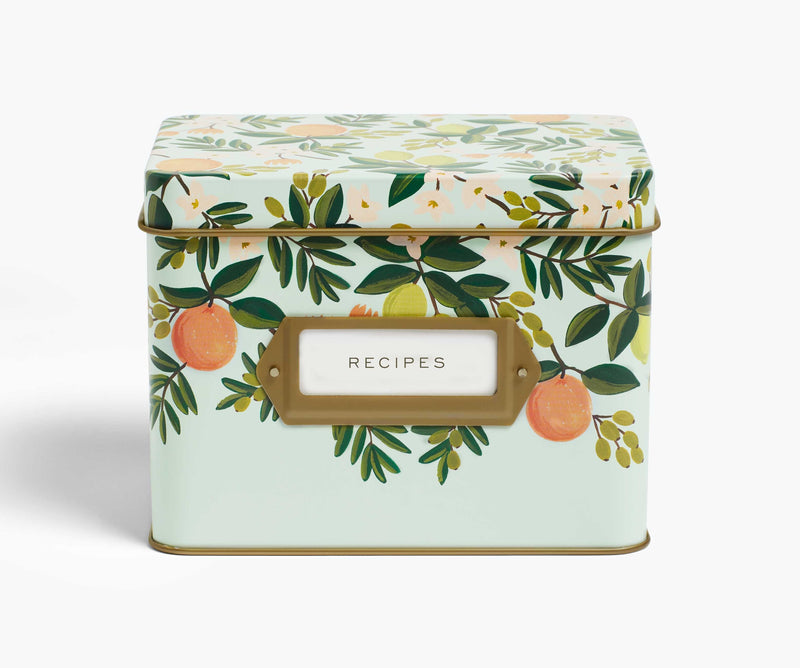 Tin Recipe Box - Citrus Floral