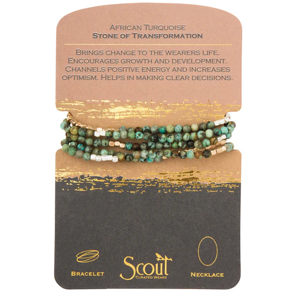 Stone Wrap - African Turquoise/Silver+Gold - Stone of Transformation