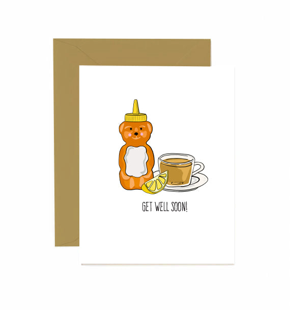 Card - Get Well Soon - Honey Bear & Tea