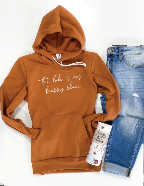 Signature Hoodie - The Lake Is My Happy Place - Toffee