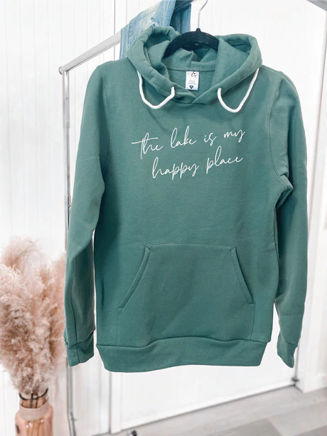 Signature Hoodie - The Lake Is My Happy Place - Sage